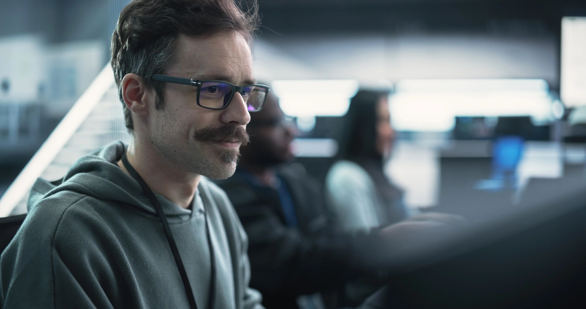 Technology professional at computer